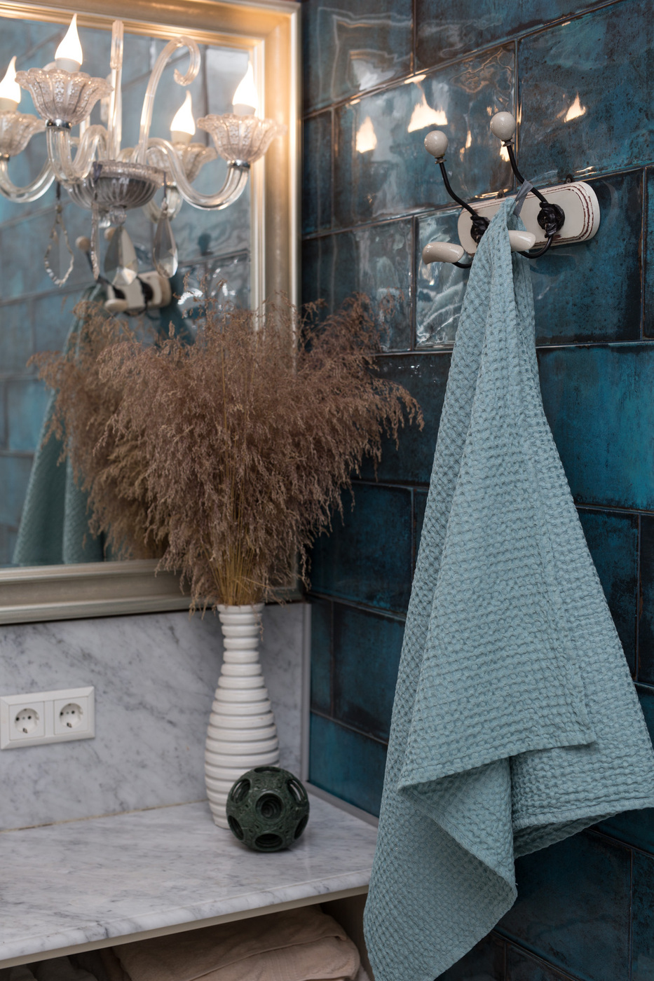 Льняное банное полотенце «Бирюза»