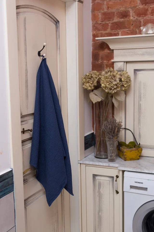 Льняное банное полотенце «Синяя ночь»