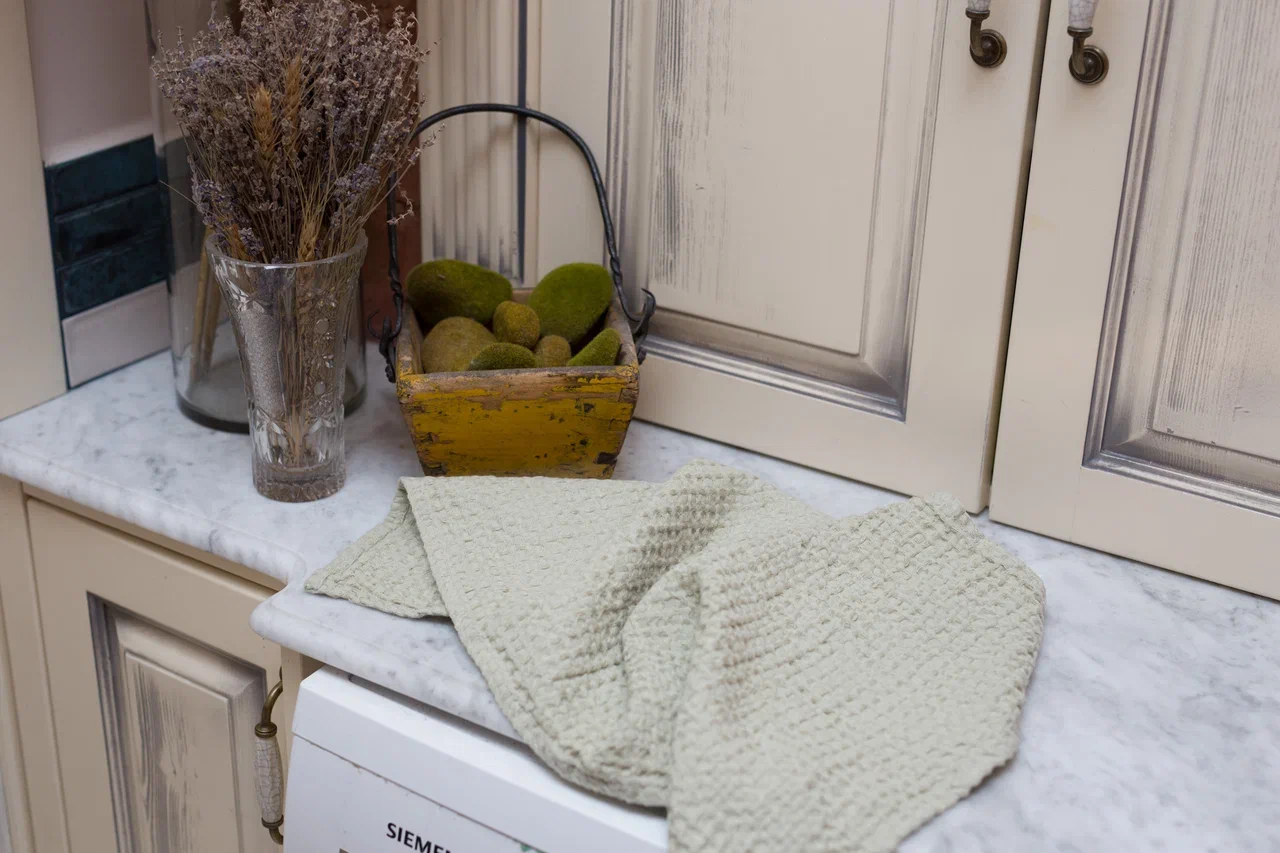 Льняное полотенце для рук и лица «Мятный фреш»