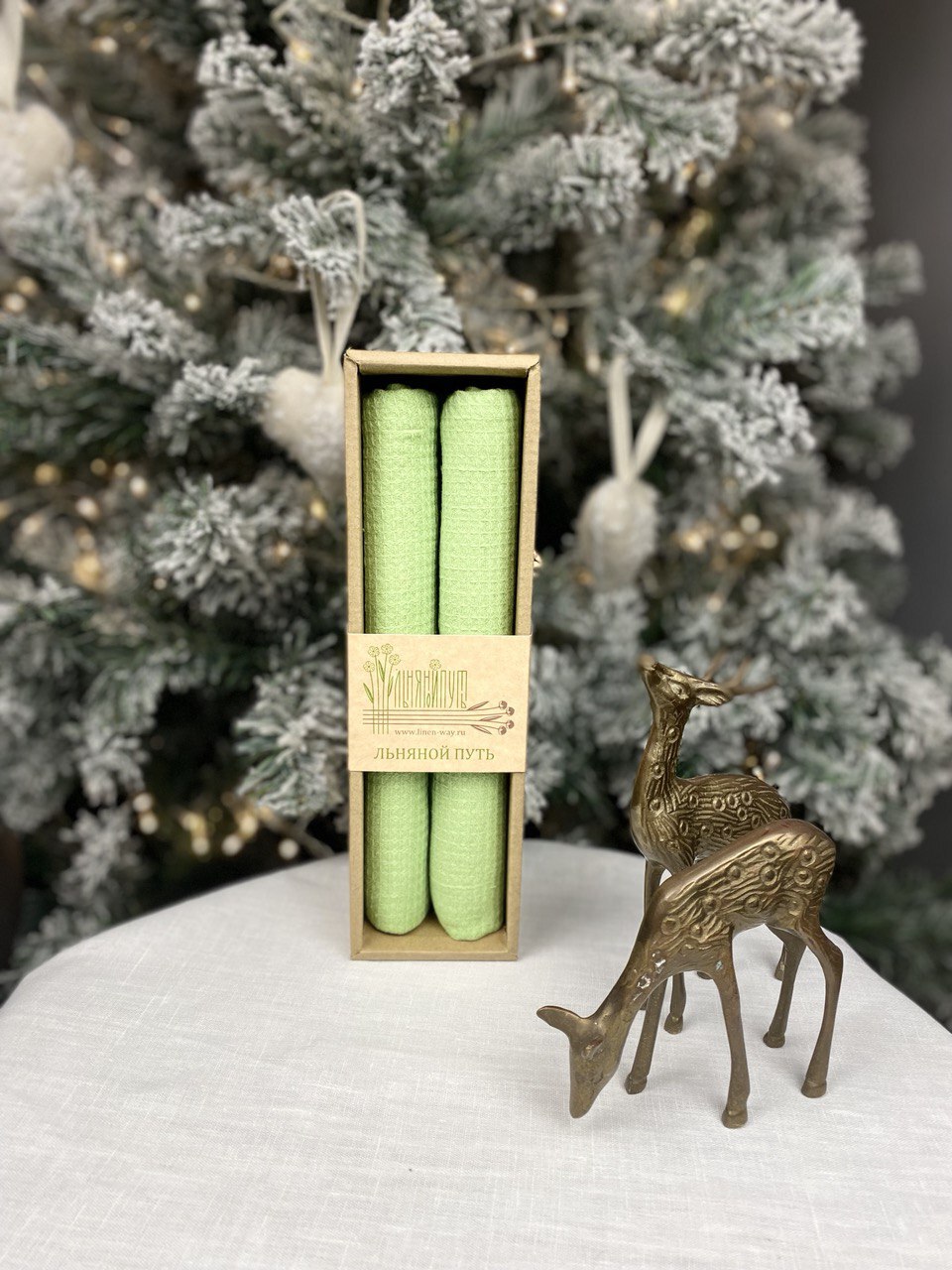 Набор льняных кухонных полотенец «Зелёный луг», 2 шт.