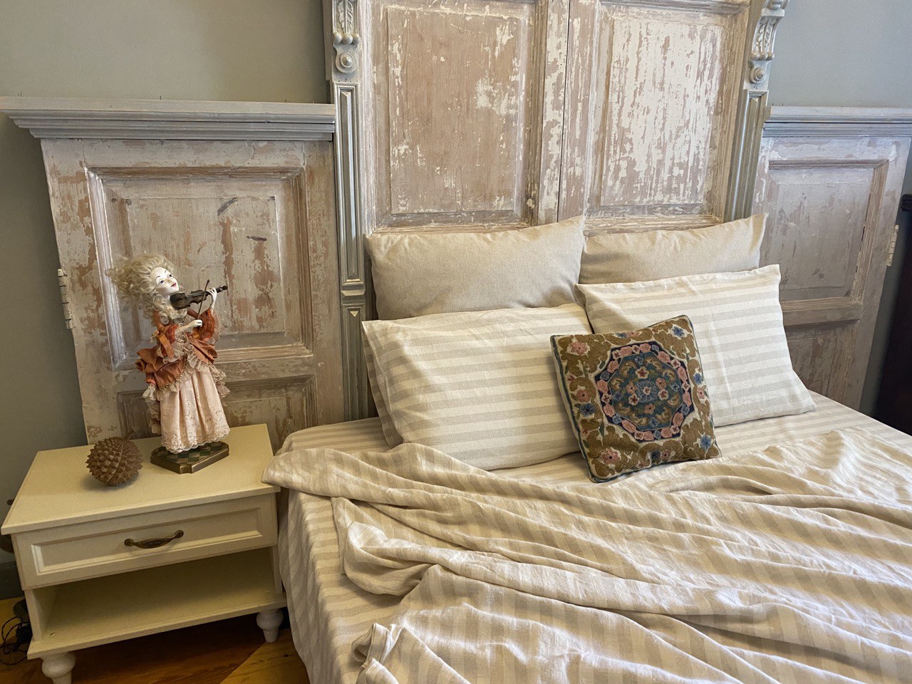 Льняной комплект постельного белья «Полосатый» (евро макси)