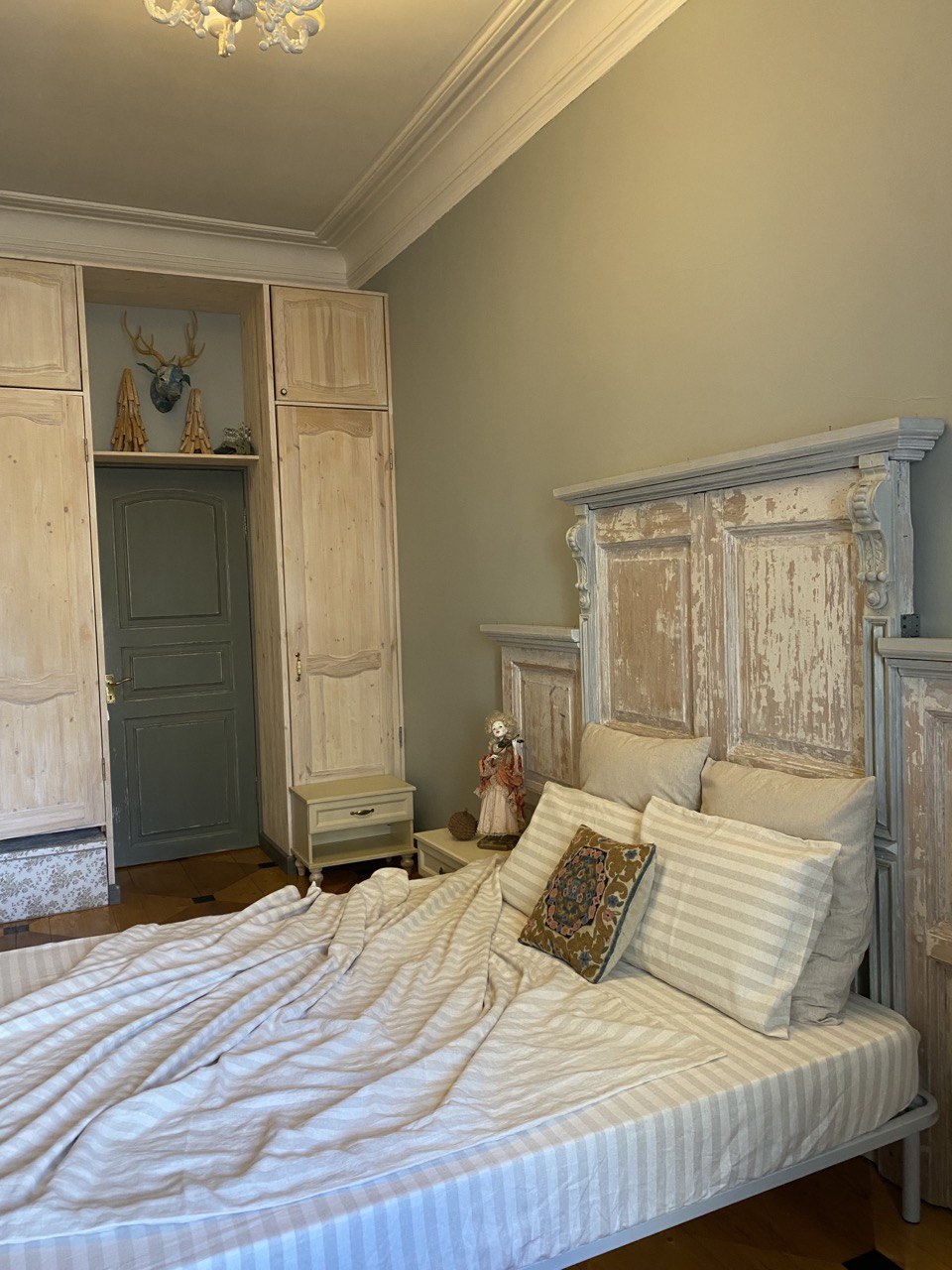 Льняной комплект постельного белья «Полосатый» (евро)