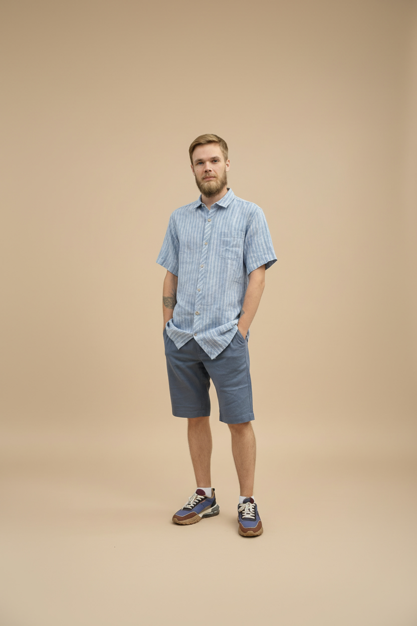 Мужские льняные шорты (серые)