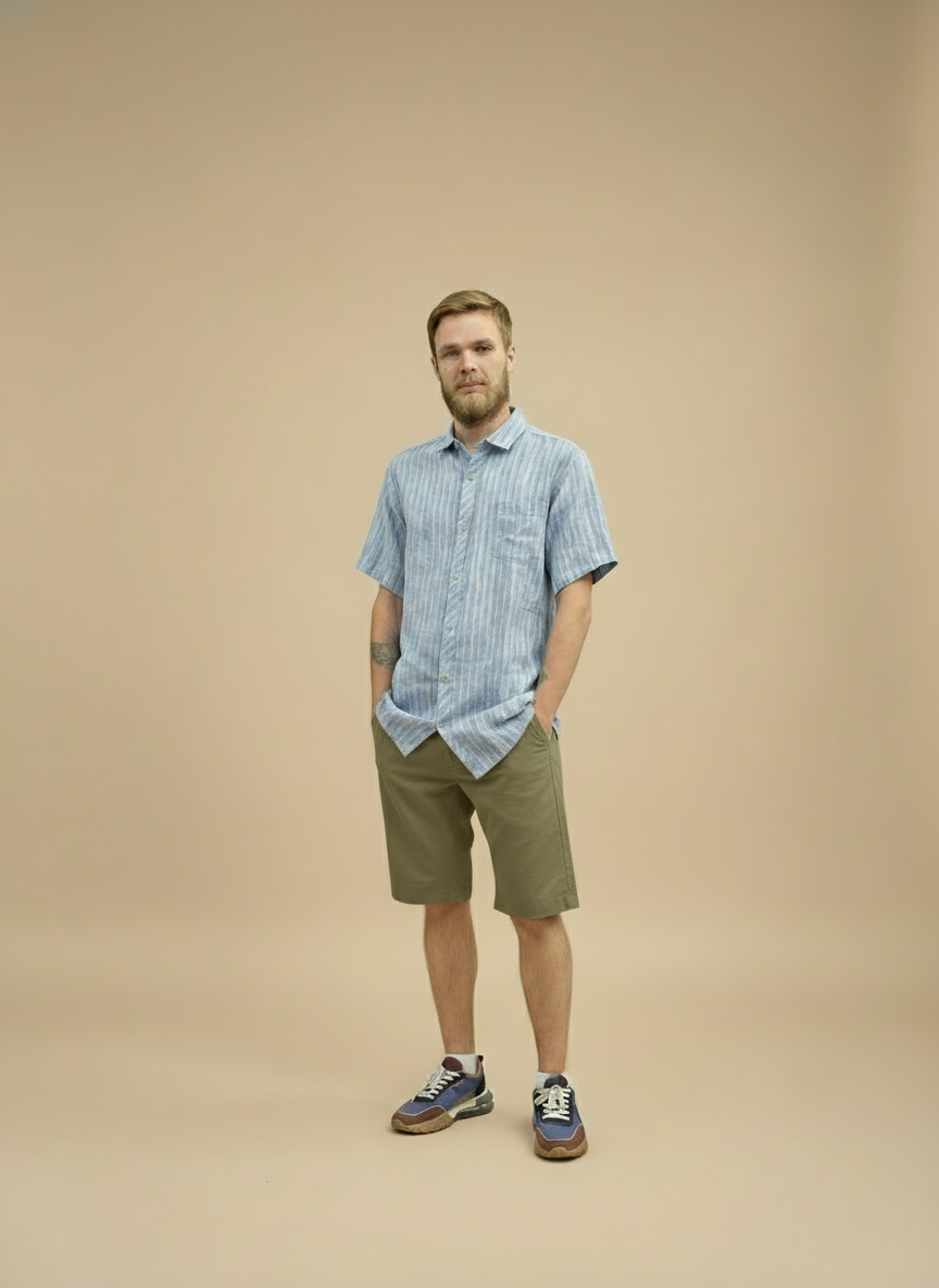 Мужские льняные шорты (хаки)