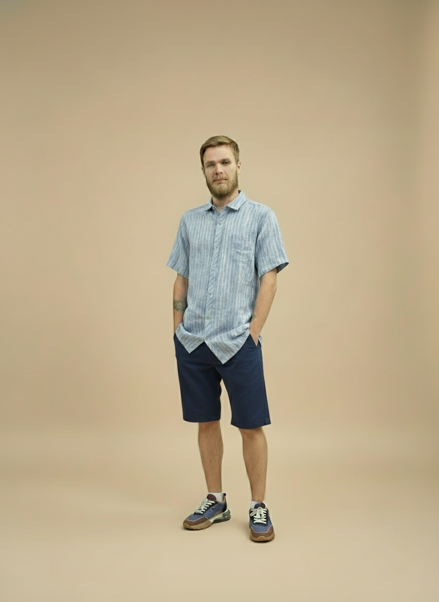 Мужские льняные шорты (синие)