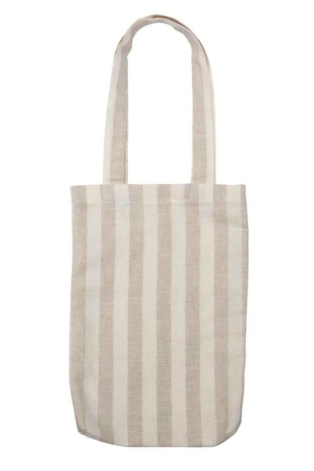Льняной эко-шопер с длинной ручкой, полоса 1 — фото 2